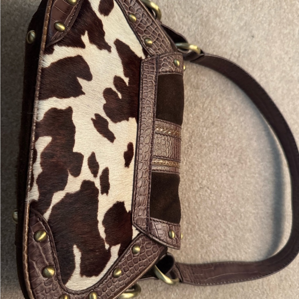 TOSCA BLU Brown Leather & Cowhide Shoulder Bag - Picture 4 of 10